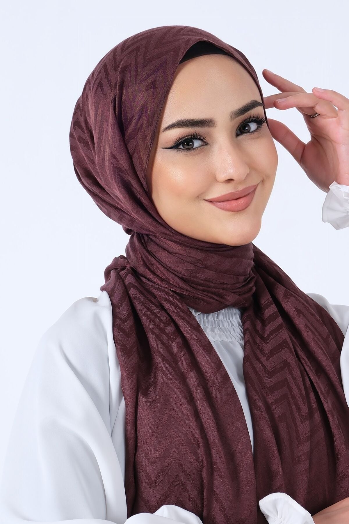 HAREM SCARF Lino Jakar Şal Acı Kahve