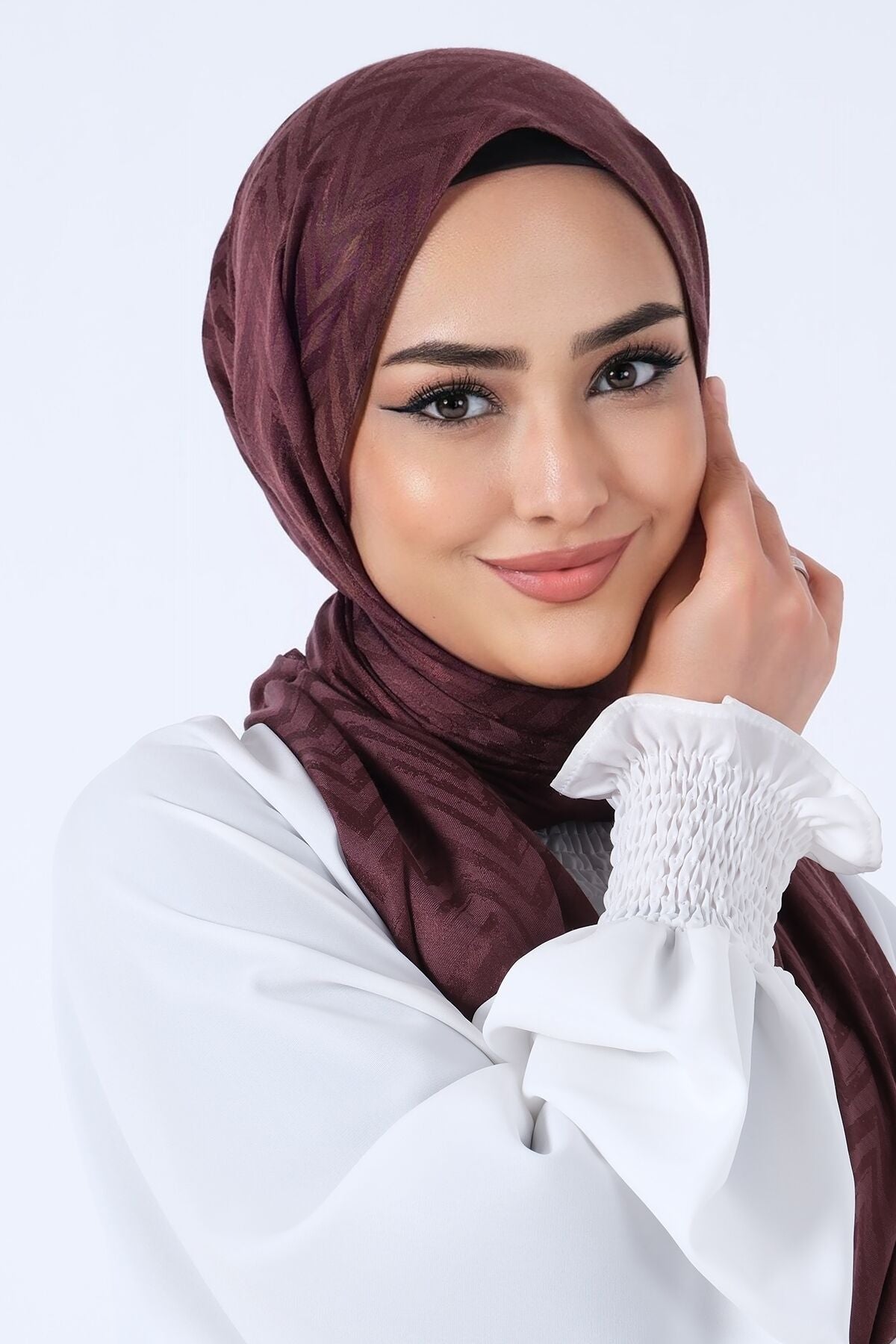 HAREM SCARF Lino Jakar Şal Acı Kahve