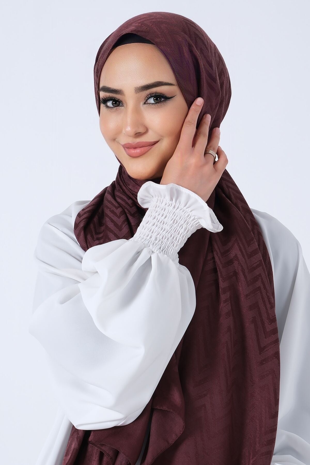 HAREM SCARF Lino Jakar Şal Acı Kahve
