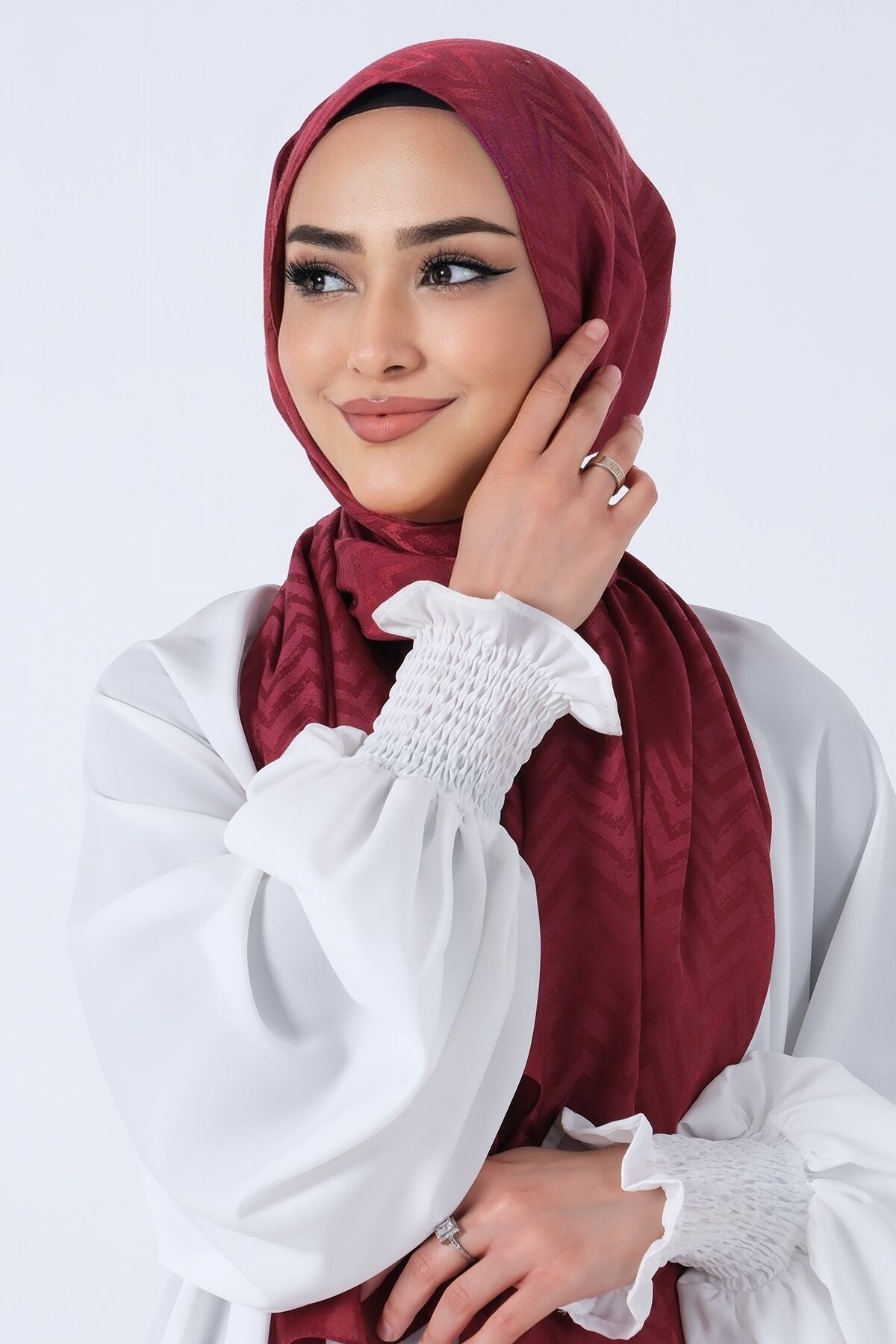 HAREM SCARF Lino Jakar Şal Bordo
