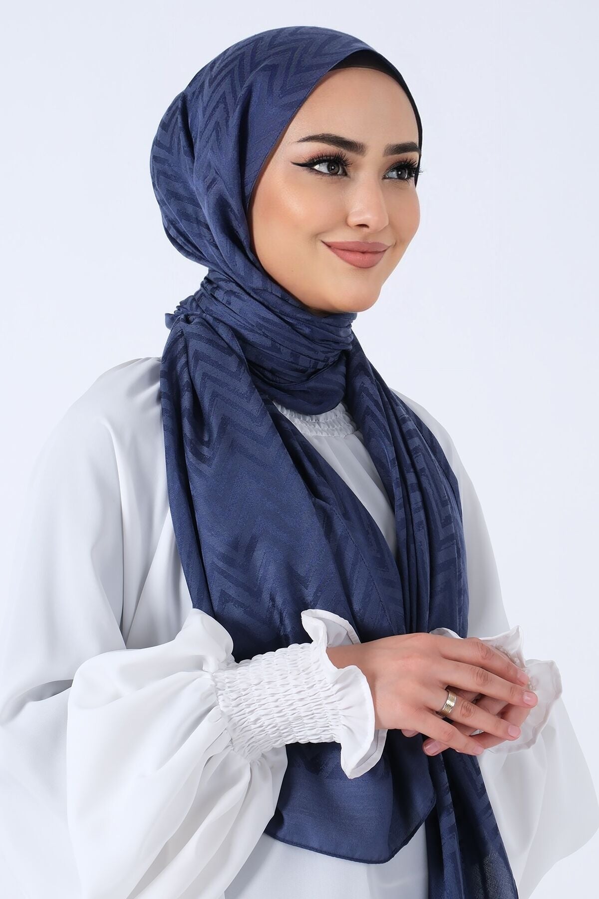 HAREM SCARF Lino Jakar Şal Lacivert