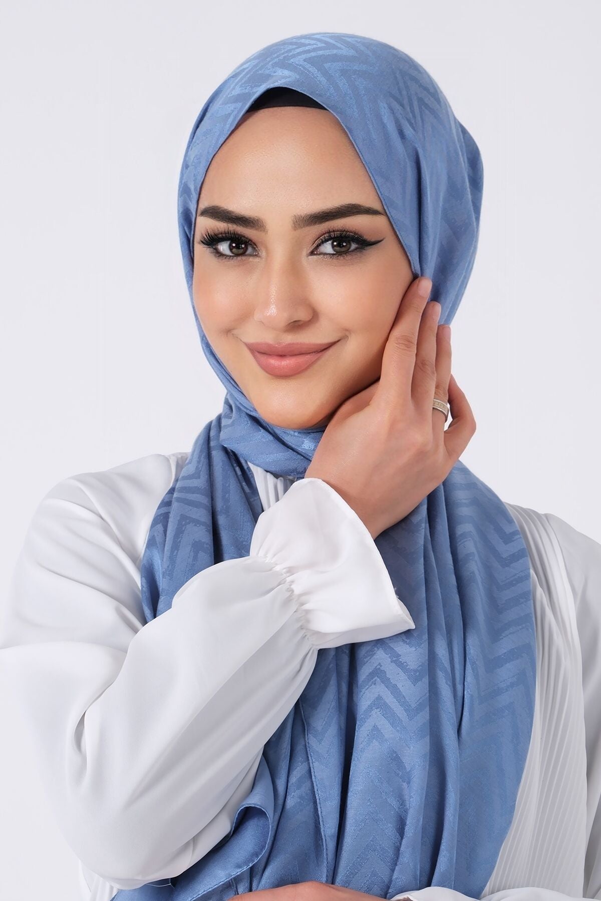 HAREM SCARF Lino Jakar Şal Mavi