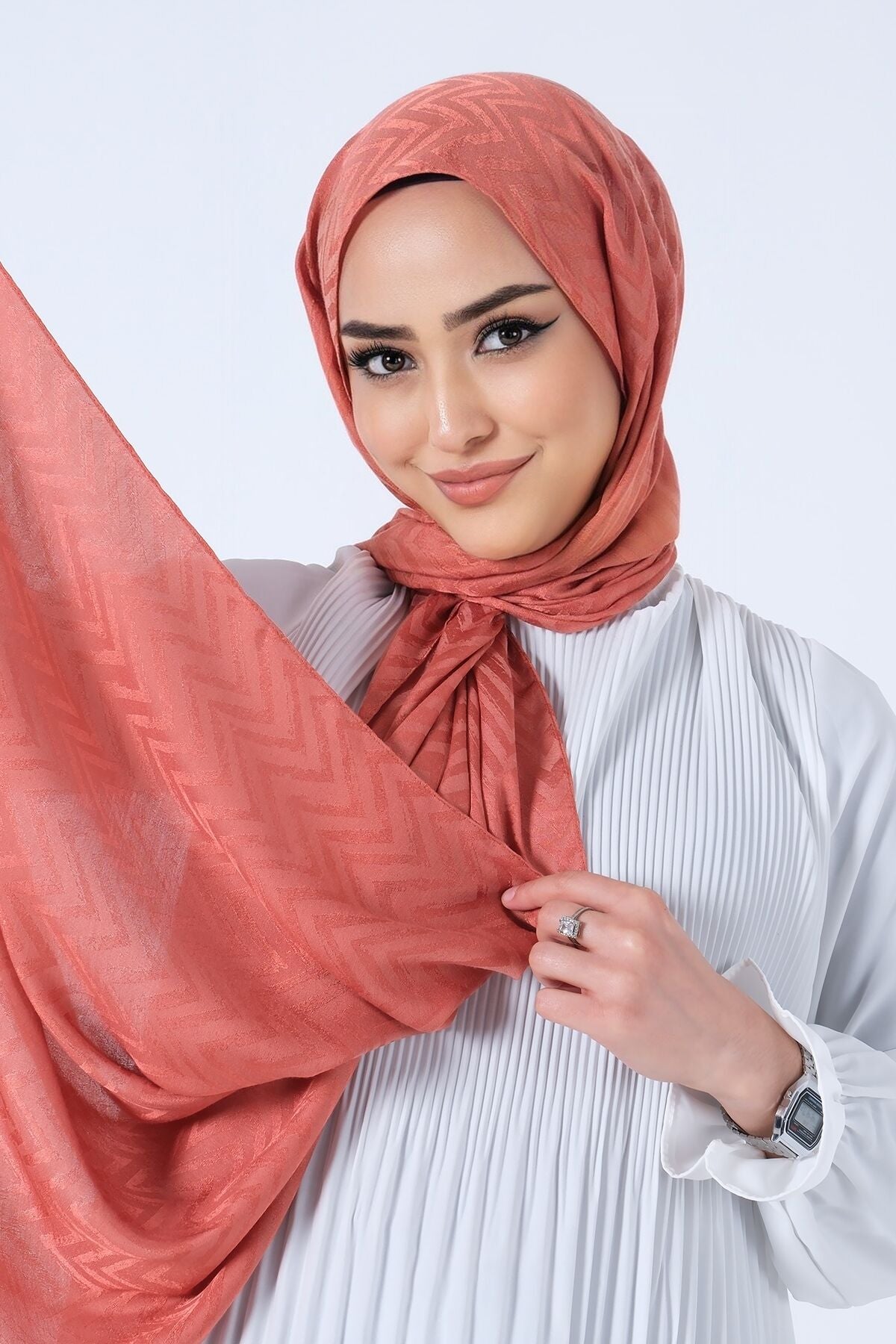HAREM SCARF Lino Jakar Şal Kiremit
