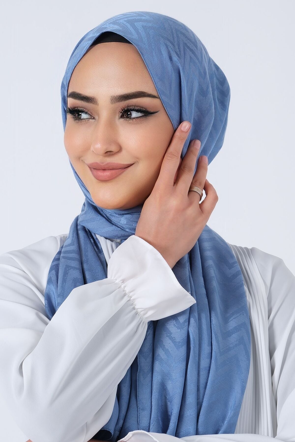 HAREM SCARF Lino Jakar Şal Mavi